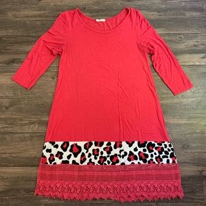 Modern Vintage Boutique Long-Sleeve Coral Dress